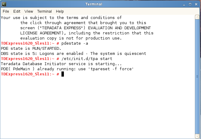 Teradata installation - Verify Teradata